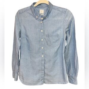 Gap The Tailored Shirt Buttondown Long-sleeved Lightweight Blue Cotton Blouse XS